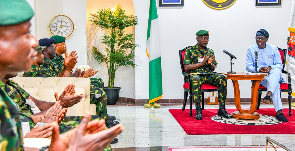 CHIEF OF ARMY STAFF, LIEUTENANT GENERAL TAOREED LAGBAJA PAYS COURTESY CALL TO GOV. SANWO-OLU AT LAGOS HOUSE, MARINA